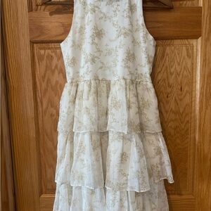 Janie and Jack Cream and Gold Floral Dress